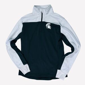 Womens Michigan State Spartans Green White Quarter Zip Pullover S MSU University
